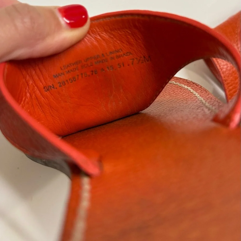 Tory Burch Womens Flat Thong Sandals,‎ Flame Red, Size 7.5, Made in Brazil